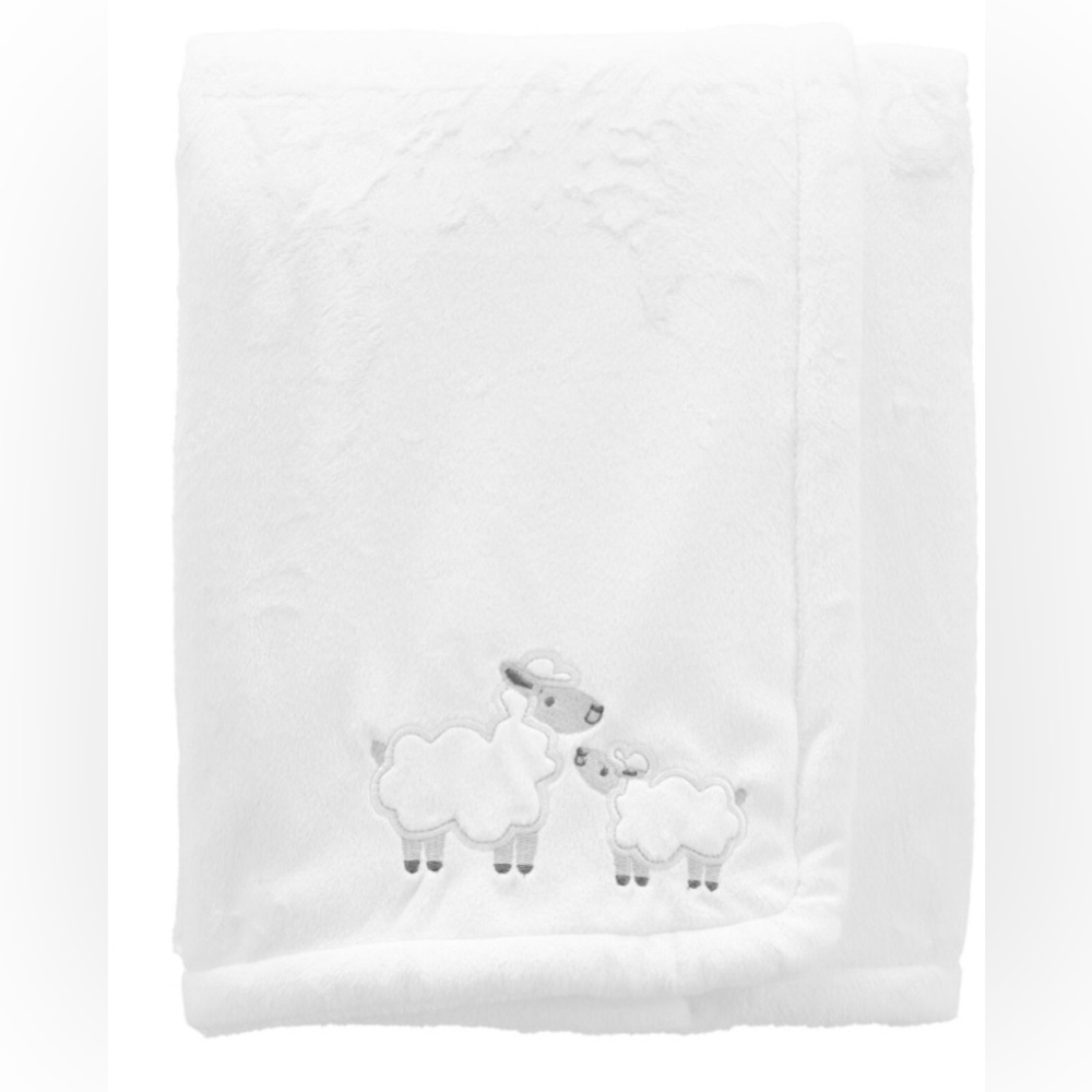 White Kid Lamb Fuzzy Plush Blanket by Carter’s